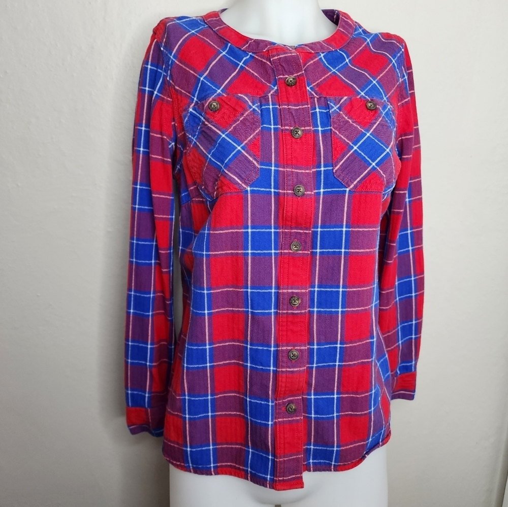 Duluth Trading Flannel Red Blue XS